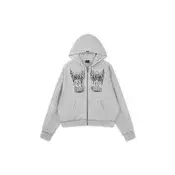 Ed Hardy Jopa na zadrgo Gothic Stud siva/črna/bela