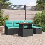 vidaXL vidaXL Vrtna sedežna garnitura z blazino 6 pcs Črna poli ratan, (5000154064)