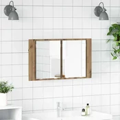 vidaXL Kopalniška ogledalna omara z vrati Umetni hrast 80 x 12 x 45 cm