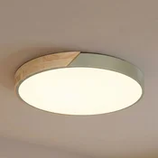 PRIOS LED stropna svetilka Lynorri, premer 52 cm, zelena, v videzu lesa - Dnevna soba/jedilnica - Sodobni - zelena, svetlo lesena, bela - Plastika