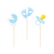 Modri okraski za torto za Baby Shower, 6 kosov