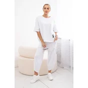 Womens set blouse + trousers - white