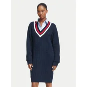 Tommy Jeans Pletena obleka DW0DW23540 Mornarsko modra Relaxed Fit