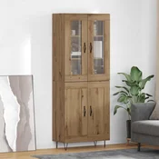 vidaXL Visok predalnik Umetni hrast 69,5 x 34 x 90 cm Inženirski les
