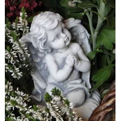 Casa Padrino Art Nouveau decorative sculpture angel gray H. 12 cm - Elegant decorative stone figure - Living room decoration - Garden decoration
