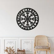 WallXpert metalni zidni ukras 5169, nordijski simbol sa runama u krugu, 45 x 45 cm, crni