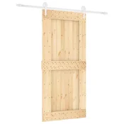 Vidaxl Drsna vrata Naravna in bela 95 x 210 cm Masiven borov les