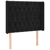 Vidaxl Vzglavje z ušesi črno 103x16x118/128 cm žamet