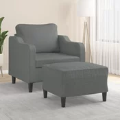 shumee vidaXL Fotelj s stolčkom za noge temno siv 60 cm blago