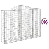 Vidaxl Obokane gabion košare 6 kosov 200x50x140/160cm pocinkano železo