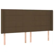 Vidaxl Vzglavje z ušesi temno rjavo 203x16x118/128 cm blago