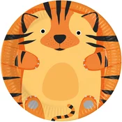 8-delni komplet papirnatih krožnikov z vzorcem tigra, premera 23 cm.