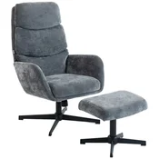 HOMCOM HOMCOM sprostitveni naslonjač s stolčkom poliester, kovina 75D x 66Š x 99V cm Siva, (5000242876)