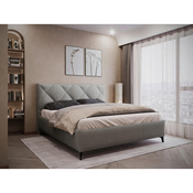 MID.YOU OBLAZINJENA POSTELJA 180 cm  x 200 cm , tekstil temno siva
