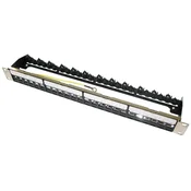 XtendLan Patch panel 19, 24 priključkov, neekraniran, zaščiten, črn,, CAT5e,6,6A,7, kabelska vezalka