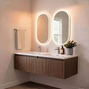 Skye Decor Set kupatilskog ormarica sa umivaonikom i ogledalom, 2 dela, Braon