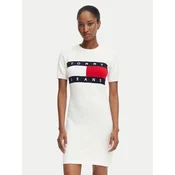 Tommy Jeans Vsakodnevna obleka Flag DW0DW22853 Bela Slim Fit
