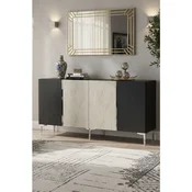 Hanah Home komoda Poli 150, 150 cm, antracit / travertin / srebrna