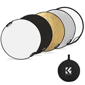 K&F 80cm 5 in 1 round reflector with handle foldable multiple discs with tote bag - translucent, sil