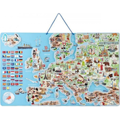 WOODYLAND lesene puzzle z magnetnim zemljevidom Evrope, 3 v 1, 192 kosov