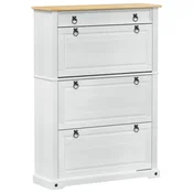 Vidaxl omara za čevlje Corona Bela 99 x 32 x 138 cm Masivno borovo les
