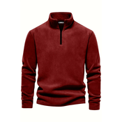49143 Dewberry Half Zipper Stand Collar Mens Fleece-BORDEAUX