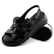 LP Fashion Ženske kožne sandale, Crne