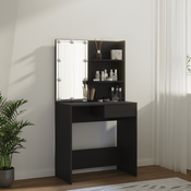 vidaXL Toaletna mizica z LED lučkami črna 74,5x40x141 cm