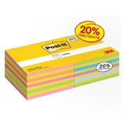 Samolepilni blok, 76x76 mm, 2x450 listov, 3M POSTIT, mešanica barv, 900 listov