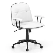 Northix Ergonomski pisarniški stol, bel, umetno usnje, nastavljiv, nagib, 360° vrtenje