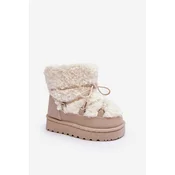 Warm childrens snow boots, beige, Asija