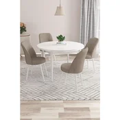 Hanah Home trpezarijski set Kea, sto i 4 stolice, bela ploca, kapucino tkanina Babyface