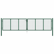 Vrtna mrežasta vrata od čelika 400x125 cm zelena