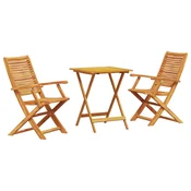 Vidaxl Zložljiv bistro set 3 szt. Rjava Masiven les akacije