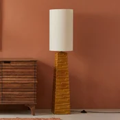 Kare stoječa svetilka Siena, oranžna, bombaž/keramika, 123 cm - Dnevna soba/jedilnica - Vintage - oranžna, bela - Tkanine/tekstil