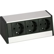 Element vtičnice EVOline R-Dock 3xSchuko, barva aluminija, črn