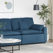 Modularni kauc s naslonom za ruke i jastucima plavi 100 cm
