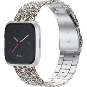 SHUMEE URA ZAPESTNICA ZA Fitbit Versa/Versa 2/LITE LEOPARD RJAVA JEKLO