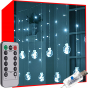 Božicna svjetla svjetlosna zavjesa 108 LED hladno bijela 8 funkcija USB kuglice