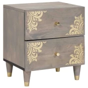 Nocni ormar s ladicama Siva 40 x 33 x 46 cm Cvrsto drvo manga
