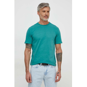 Pamučna majica Desigual za muškarce, boja: zelena, bez uzorka