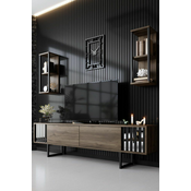 HANAH HOME TV polica Chrome Line Walnut Black