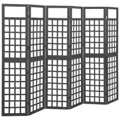 vidaXL Sobna pregrada / rešetka sa 6 panela jelovina 242,5×180 cm crna