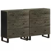 Komoda 2 kom crna 60x33x75 cm Puno drvo Mango