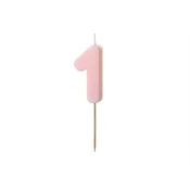shumee Rojstnodnevna svečka številka 1, roza, 5,5 cm