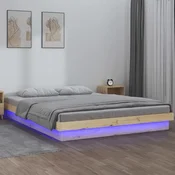 shumee vidaXL Posteljni okvir z LED zaslonom, 150x200 cm, velikost King, masiven les
