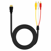LINQ HDMI na 3x RCA moški video kabel 1,5 m, LinQ - ČRN, (20618094)