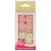 Funcakes Sladkorna dekoracija - Beli in roza cvetki 12 kos