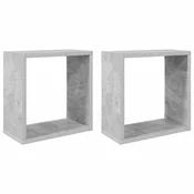 Vidaxl Stenske police kockaste 2 kosa betonsko sive 30x15x30 cm