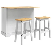 vidaXL vidaXL Kuhinjski otok komplet s predalom 3 pcs Bela in vosek iz medu, (5000288028)